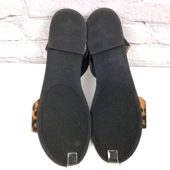 Bebe Leyra Chita Animal Print Rhinestone Ankle Strap Buckle Flat Sandal Size 8.5 - Picture 10 of 12